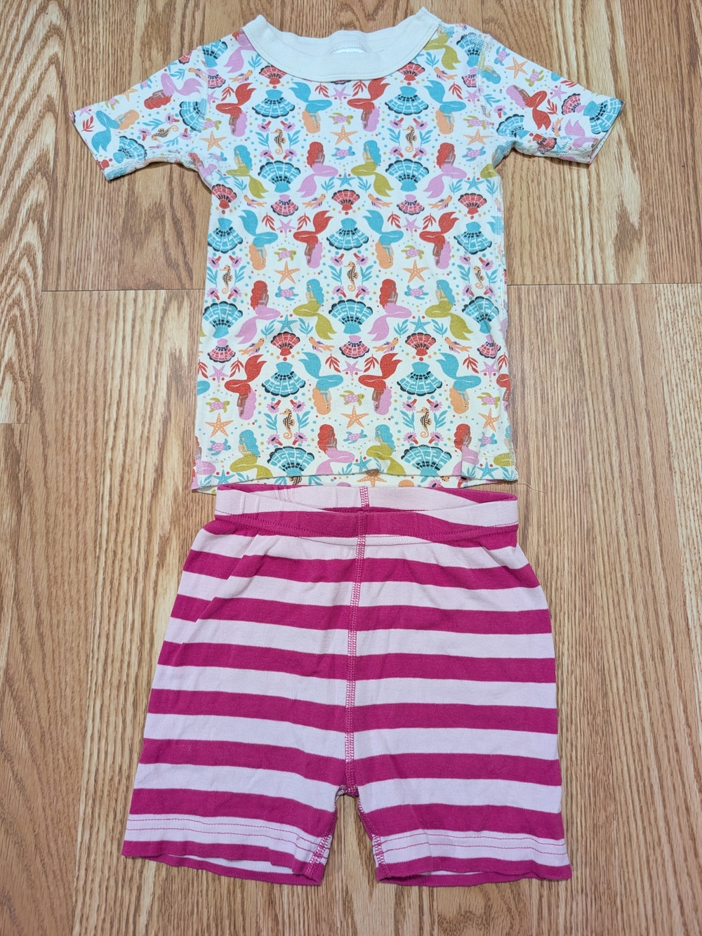 Hanna Andersson Girls Mermaid Stripes Shorts pajamas 110 5